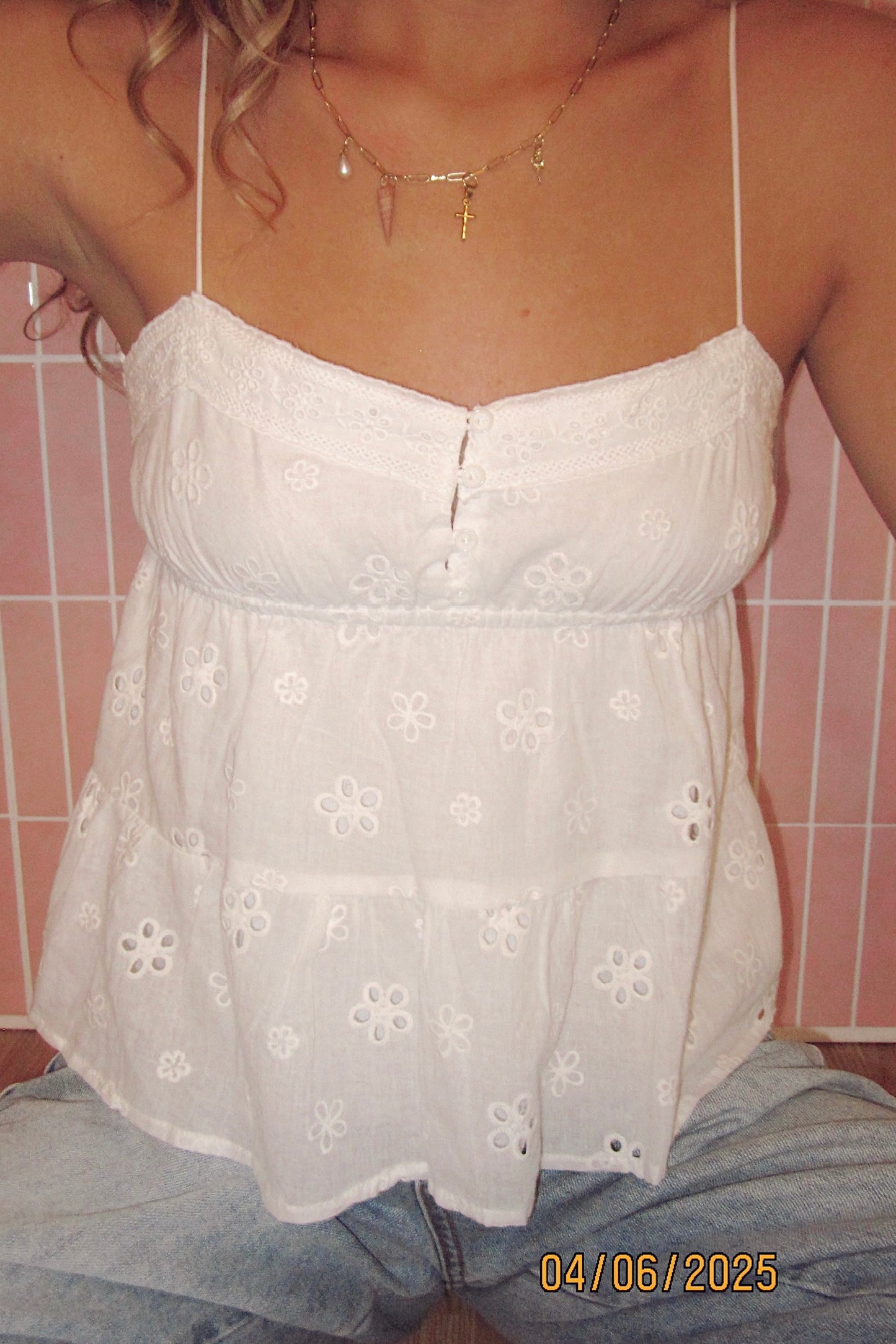 Isla Eyelet Babydoll Tank