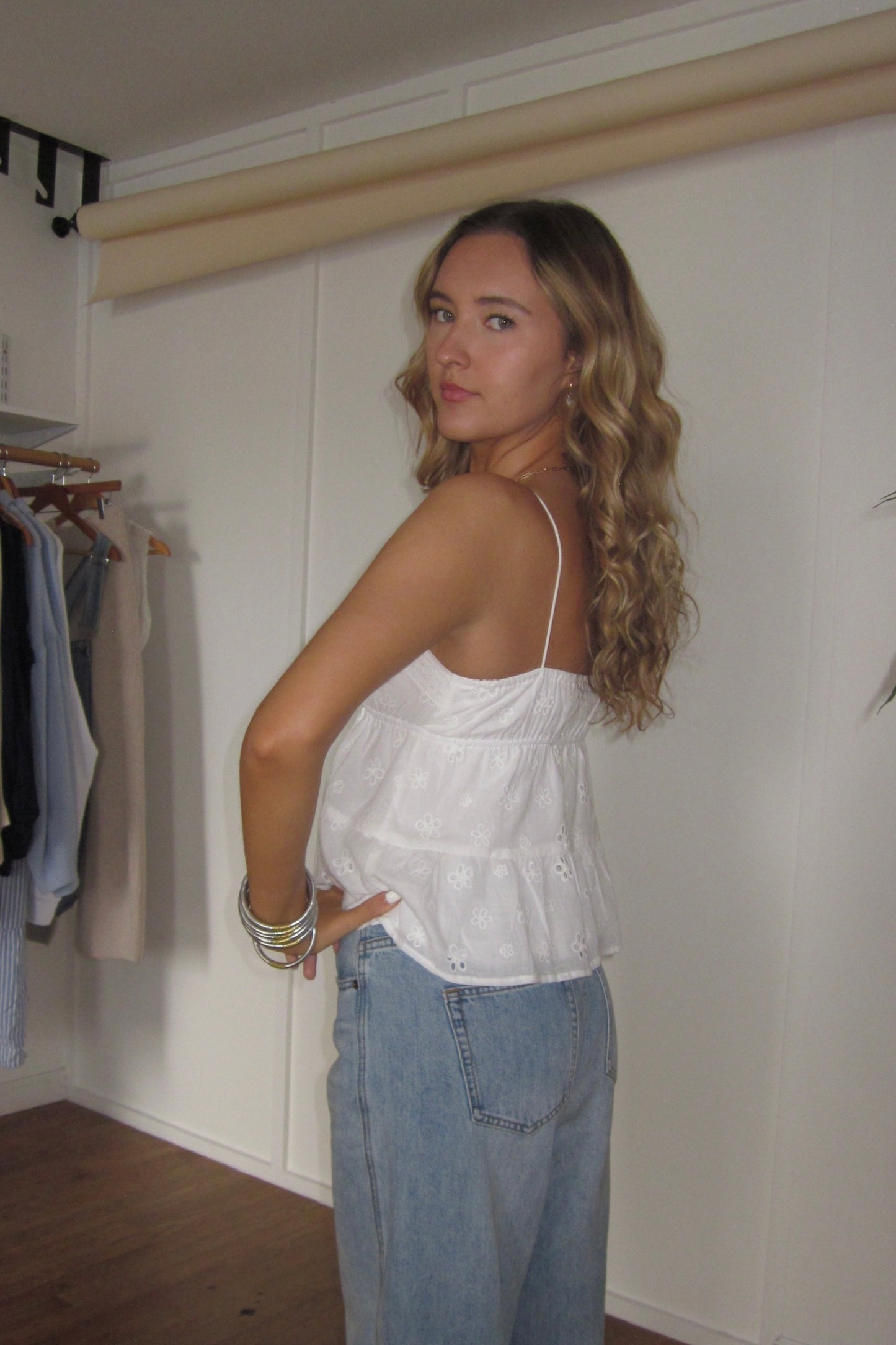 Isla Eyelet Babydoll Tank