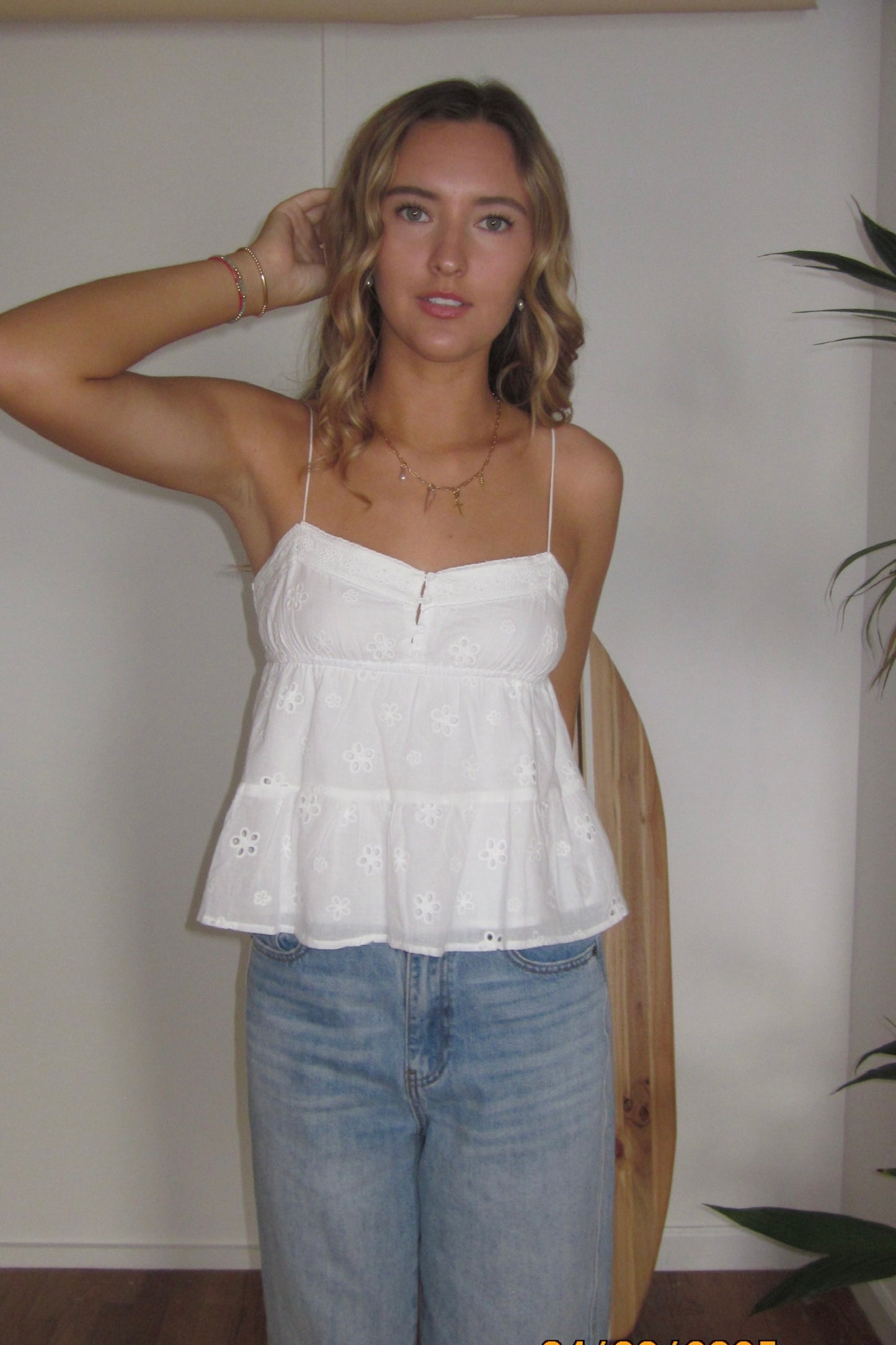 Isla Eyelet Babydoll Tank