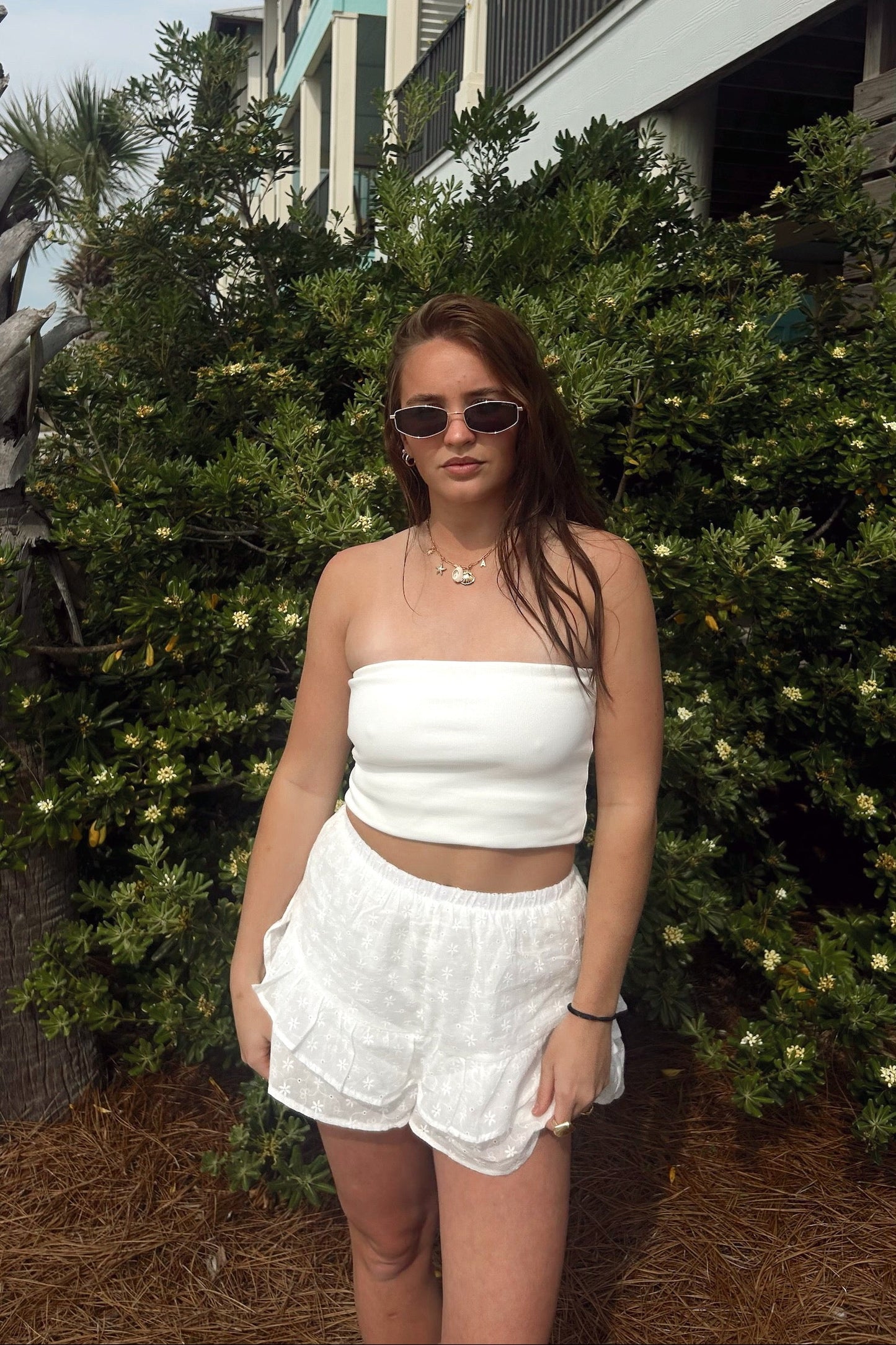 Summer Eyelet Ruffle Shorts