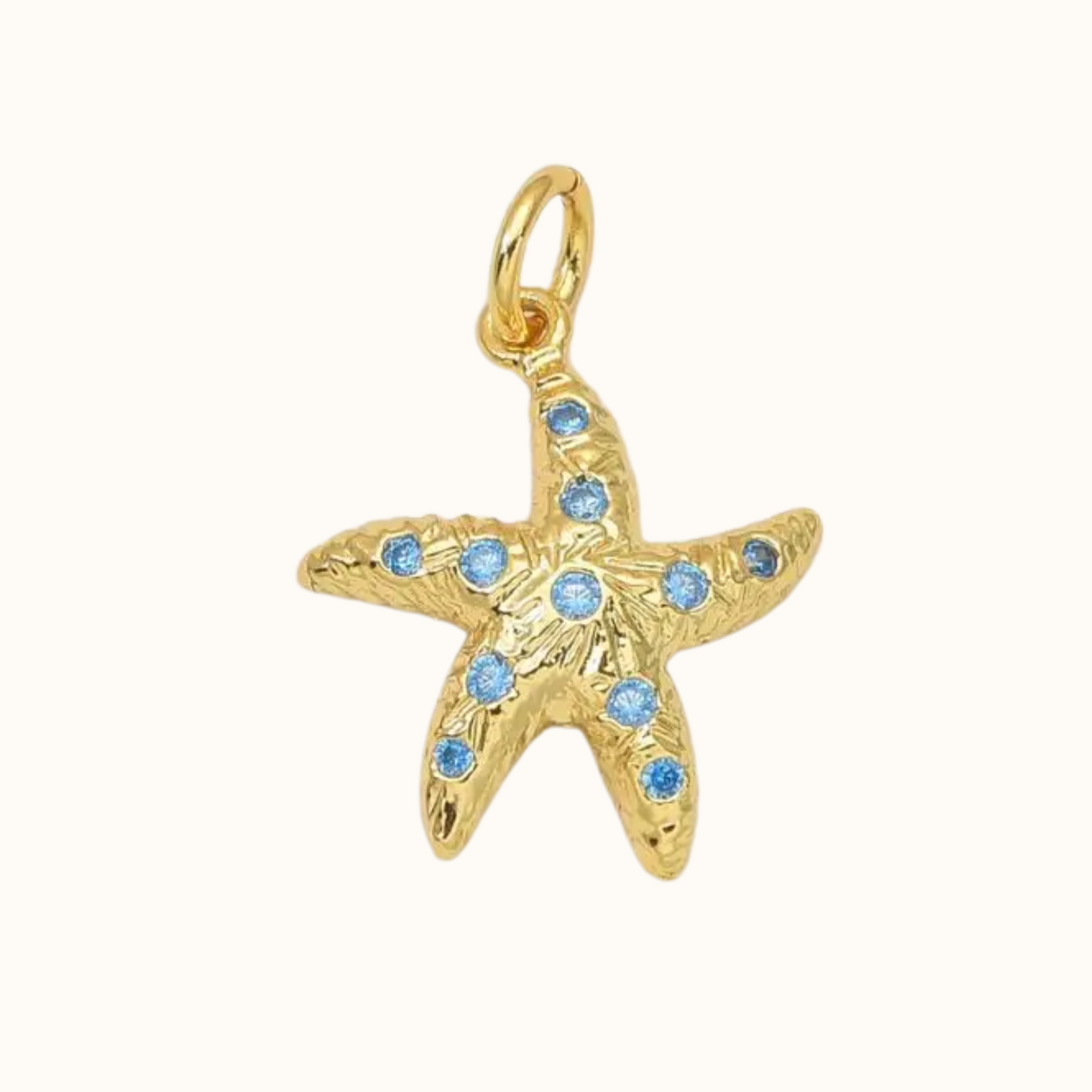 Tiny Blue Gem Starfish Charm