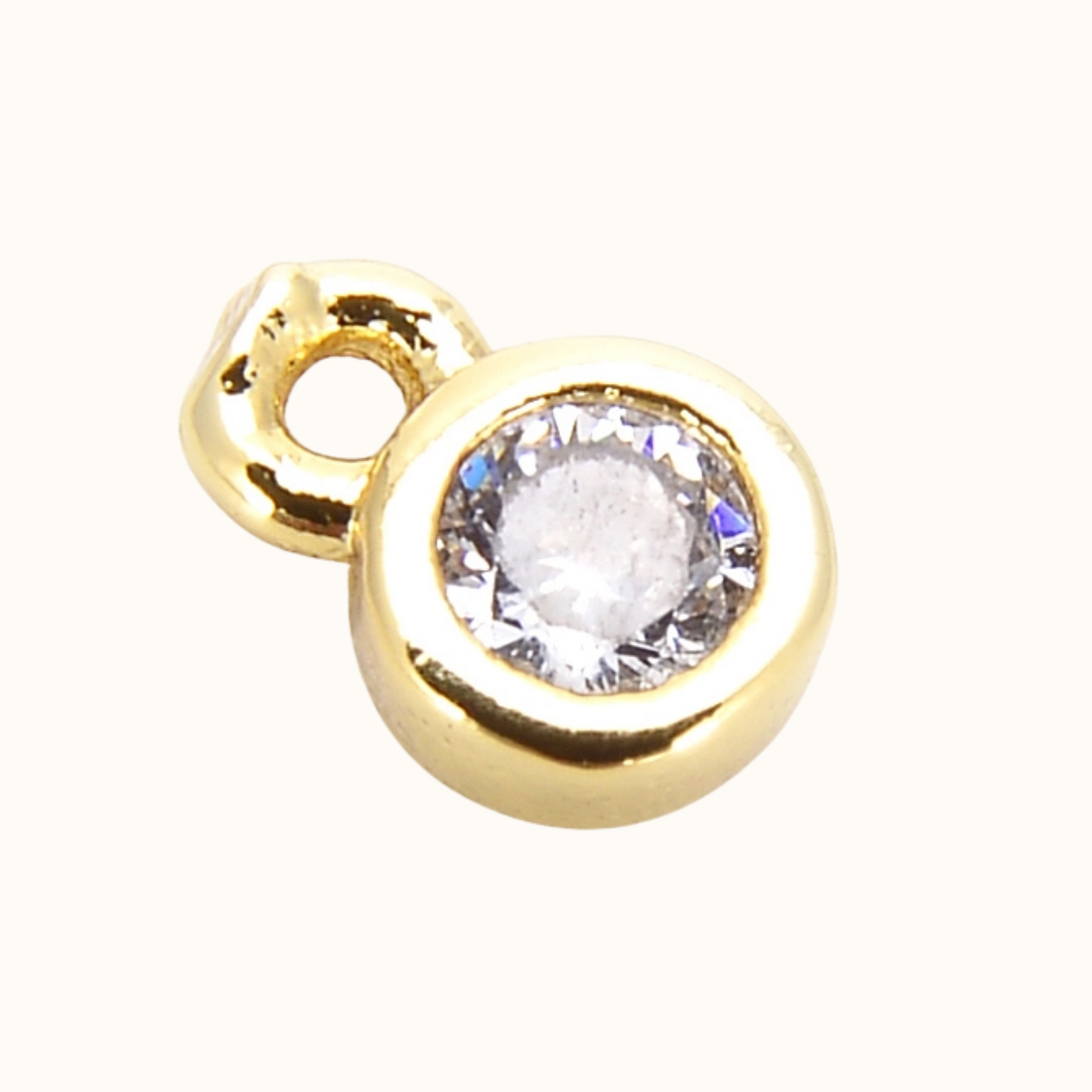 Gold Filled Round Cubic Zirconia Charm