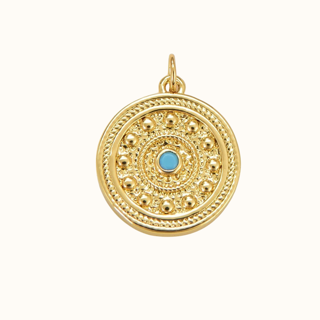 Turquoise Coin Charm