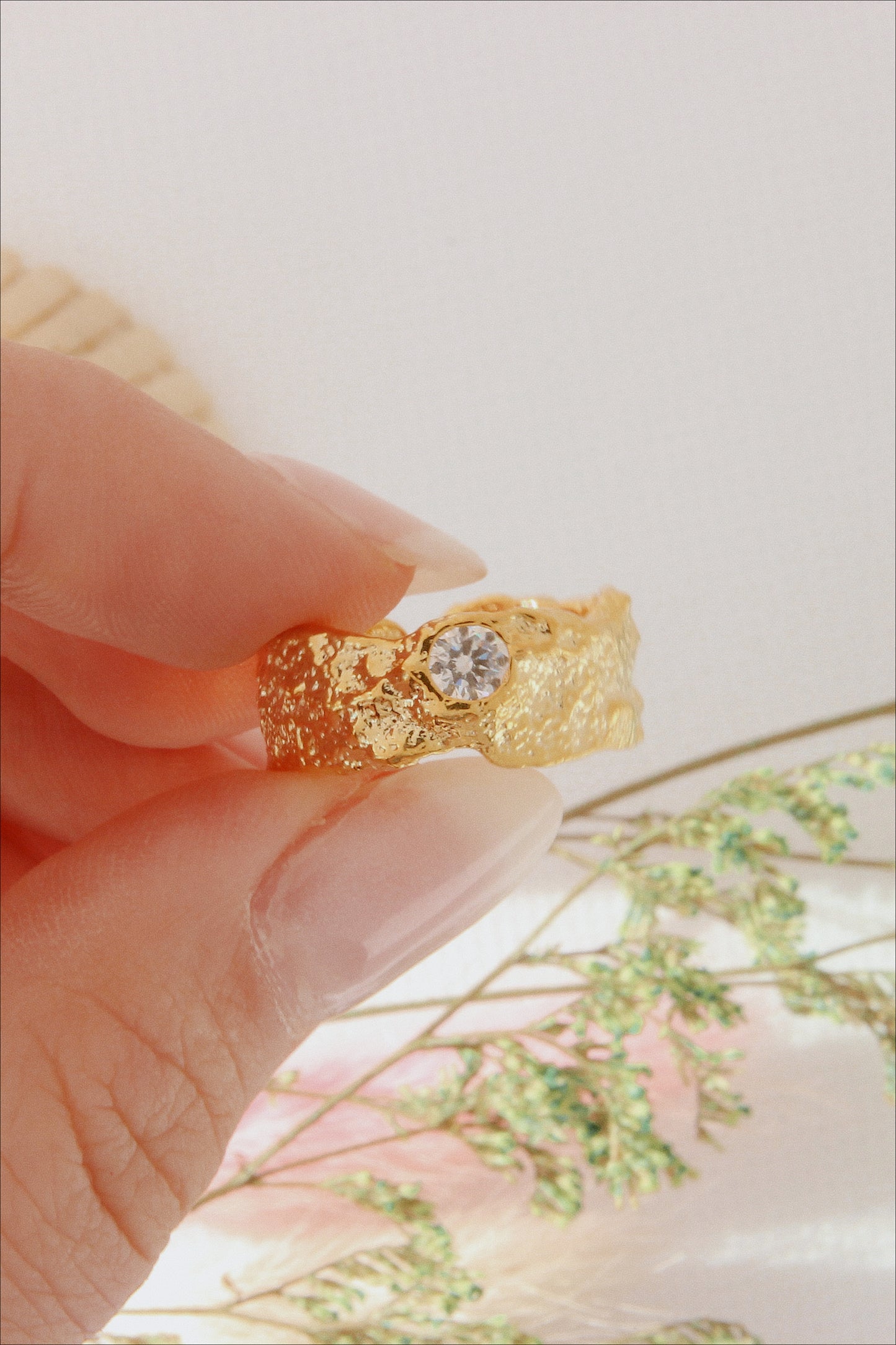 Gold Hammered Cuff Ring