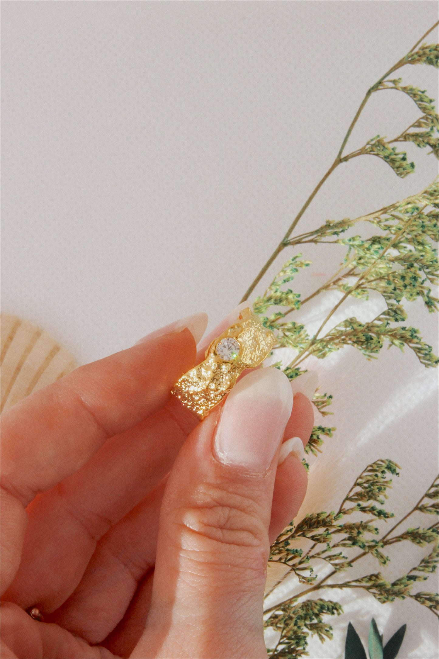 Gold Hammered Cuff Ring